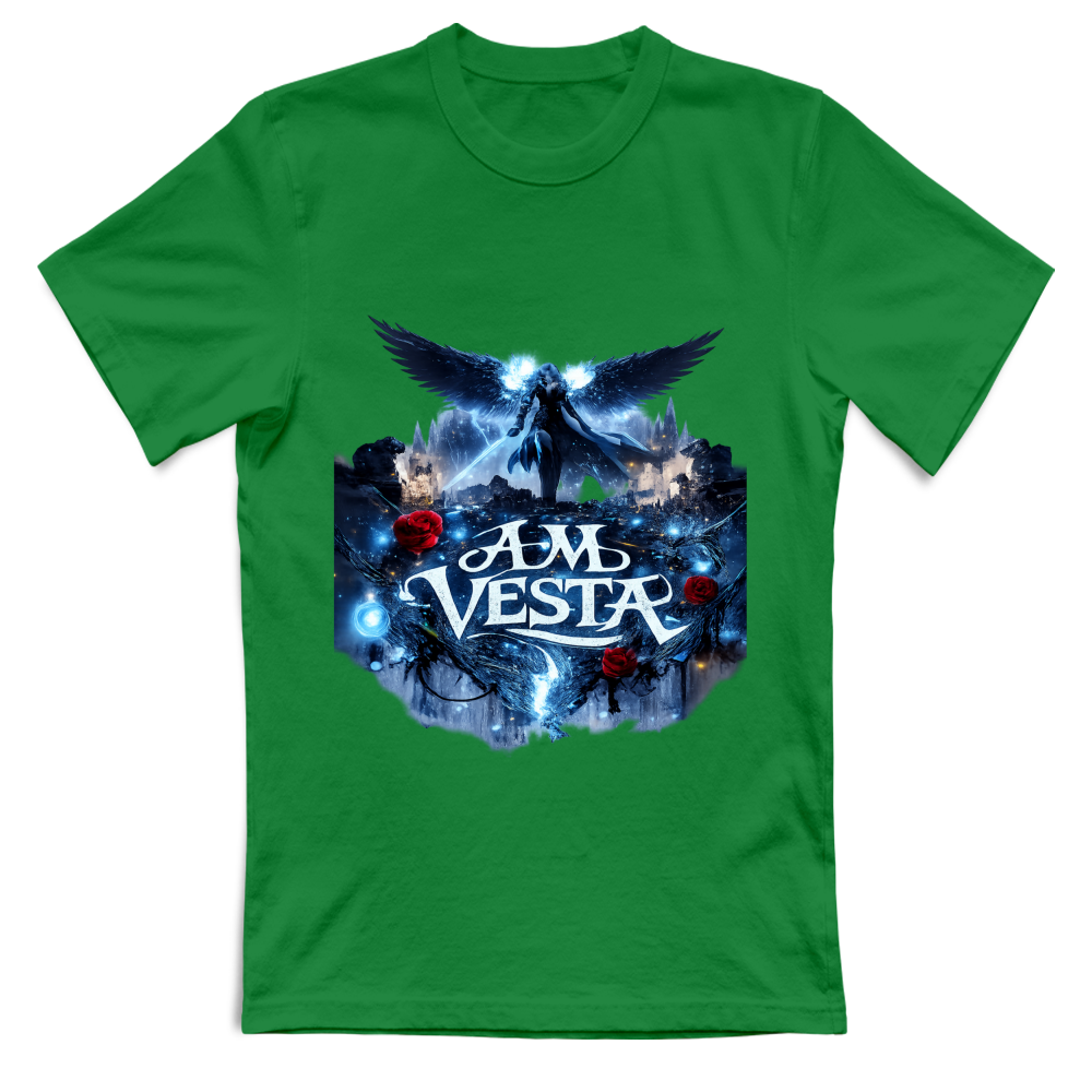T-Shirt Unisex Angelo tra le Rose - Design Esclusivo A.M Vesta | Streetwear Premium | A.M Vesta | kellygreen