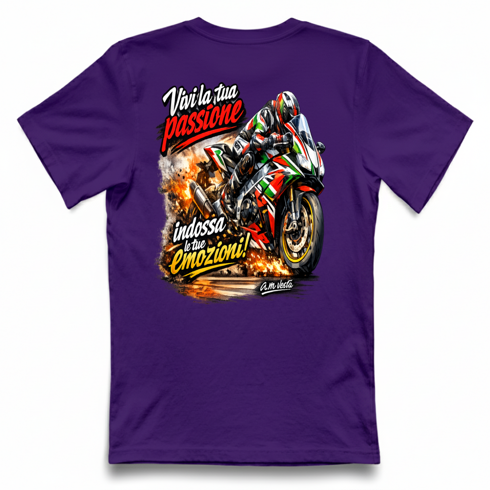 T-Shirt Unisex vivi la tua passione in moto design a.m vesta | Streetwear Premium | A.M Vesta |