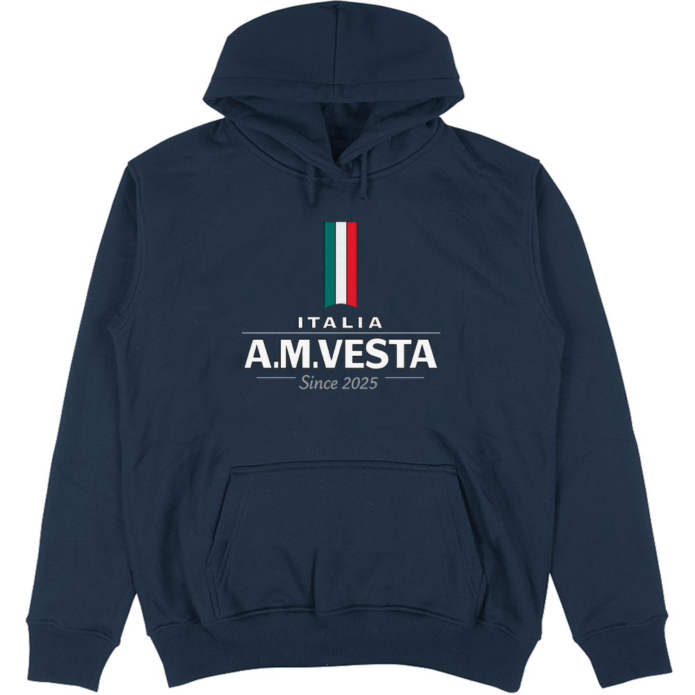Felpa Unisex con Cappuccio Italia - Design Esclusivo A.M Vesta | Streetwear Premium | A.M Vesta | navy