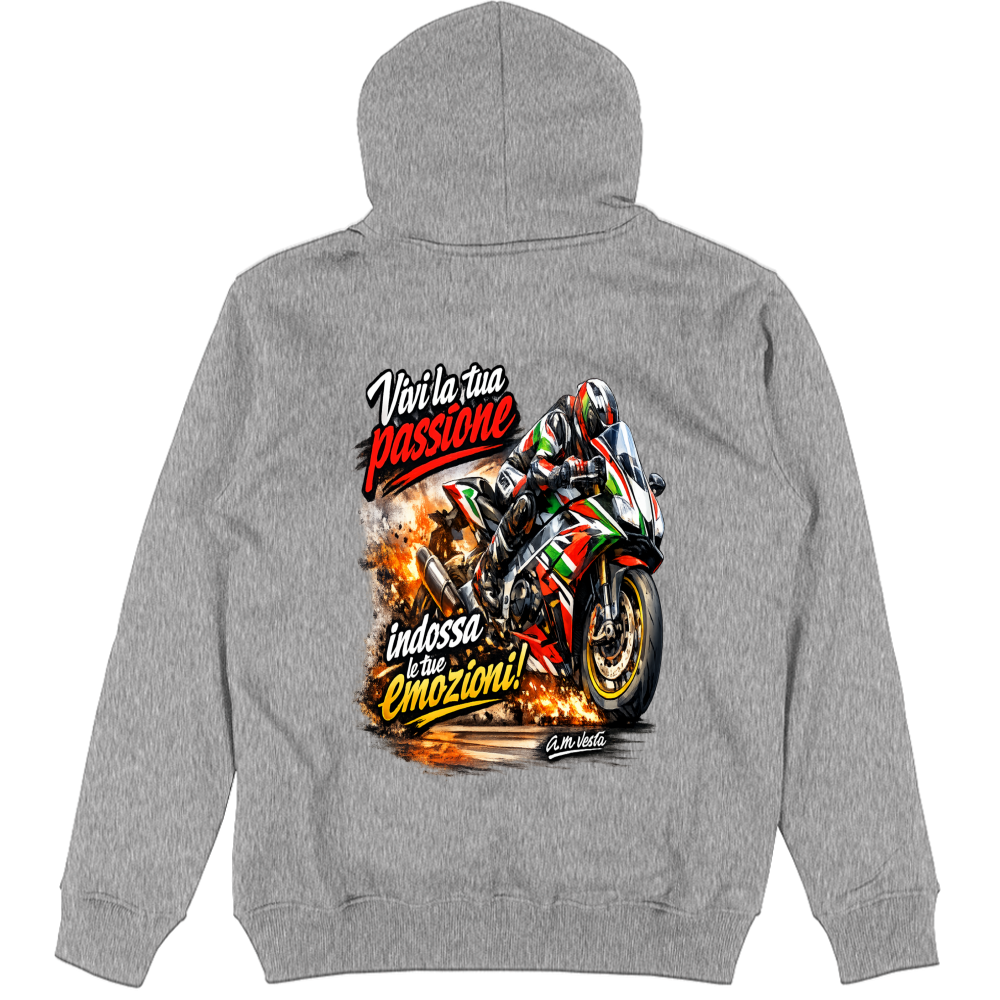 Felpa Unisex con Cappuccio vivi la tua passione in moto | Streetwear Premium | A.M Vesta |