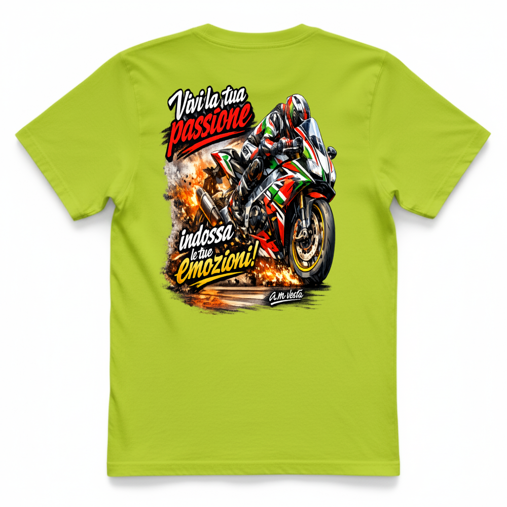 T-Shirt Unisex vivi la tua passione in moto design a.m vesta | Streetwear Premium | A.M Vesta |