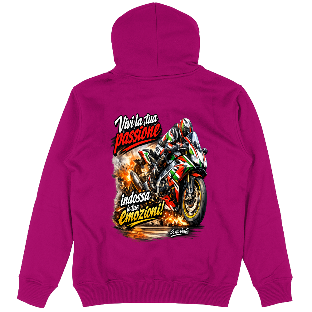 Felpa Unisex con Cappuccio vivi la tua passione in moto | Streetwear Premium | A.M Vesta |