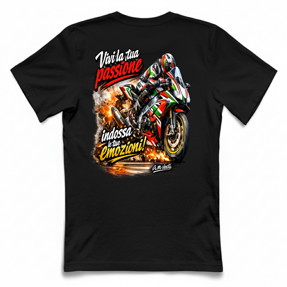 T-Shirt Unisex vivi la tua passione in moto design a.m vesta | Streetwear Premium | A.M Vesta |
