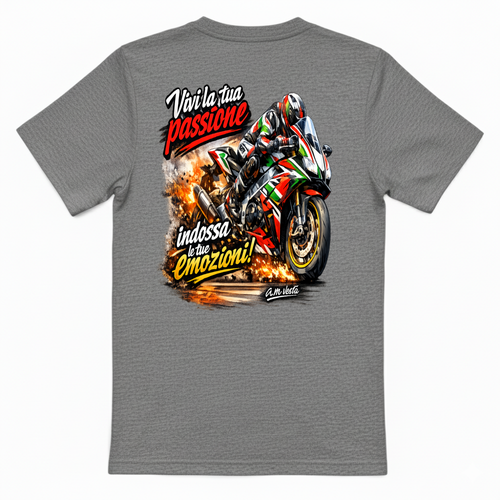 T-Shirt Unisex vivi la tua passione in moto design a.m vesta | Streetwear Premium | A.M Vesta |