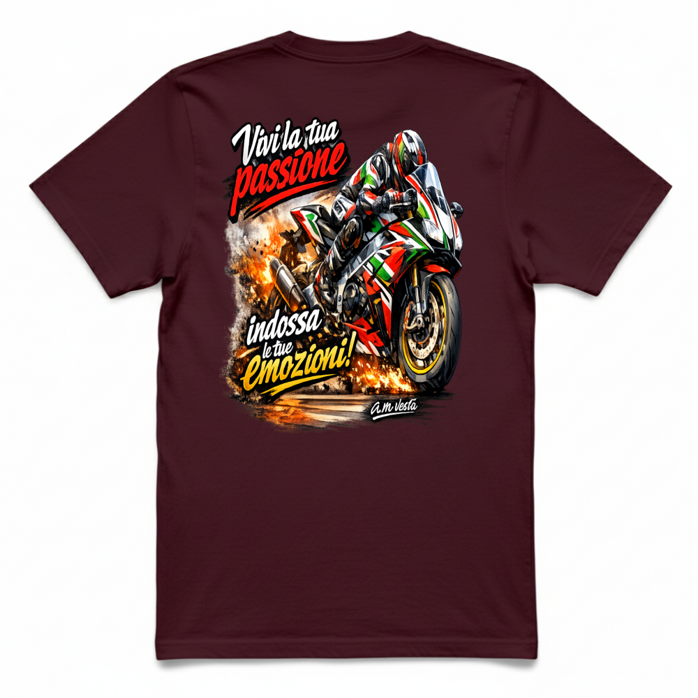 T-Shirt Unisex vivi la tua passione in moto design a.m vesta | Streetwear Premium | A.M Vesta |