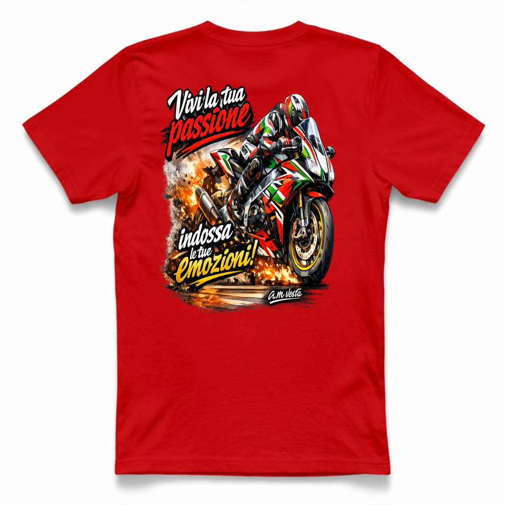 T-Shirt Unisex vivi la tua passione in moto design a.m vesta | Streetwear Premium | A.M Vesta |