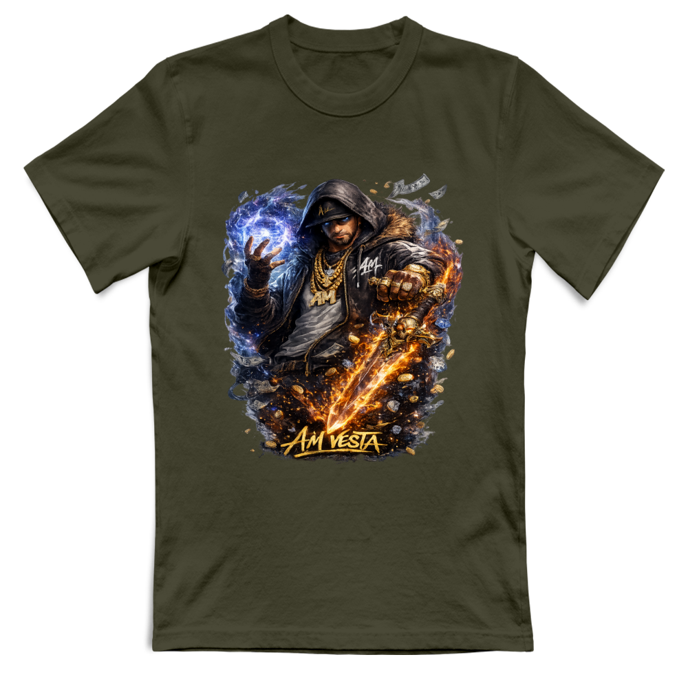 T-Shirt Unisex design “A.M. Vesta – Street Warrior Fire & Ice. | Streetwear Premium | A.M Vesta | militarygreen