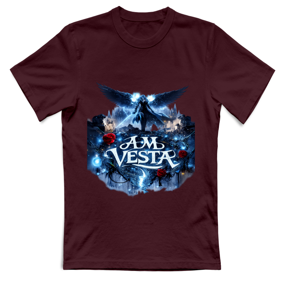 T-Shirt Unisex Angelo tra le Rose - Design Esclusivo A.M Vesta | Streetwear Premium | A.M Vesta | bordeaux