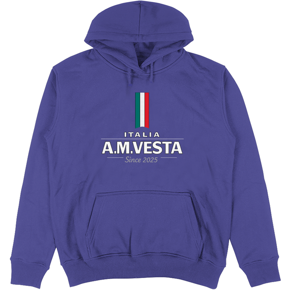 Felpa Unisex con Cappuccio Italia - Design Esclusivo A.M Vesta | Streetwear Premium | A.M Vesta | deepberry