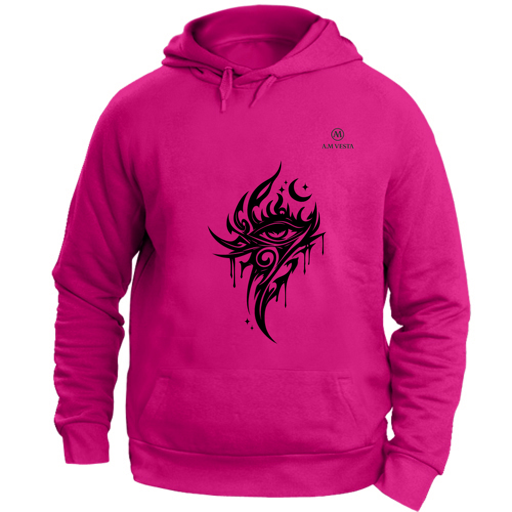 Felpa Unisex con Cappuccio Tribal - Design Esclusivo A.M Vesta. | Streetwear Premium | A.M Vesta | fuchsia