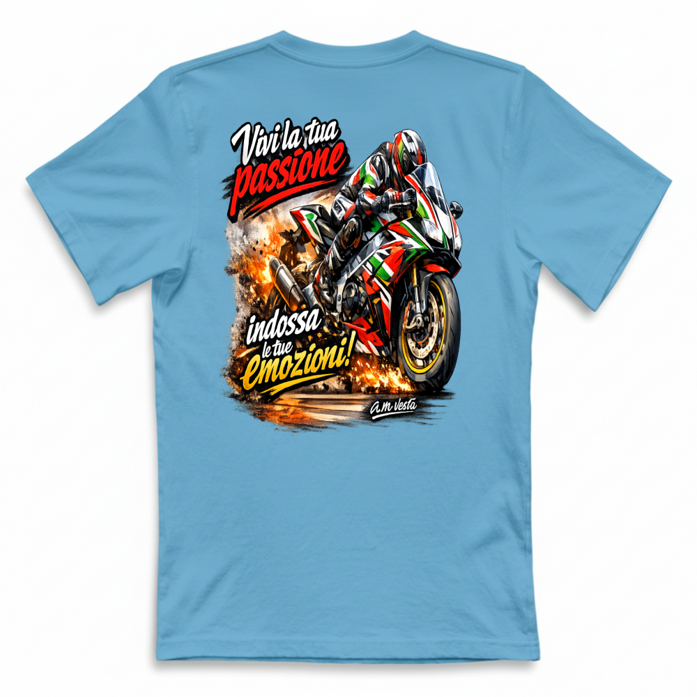T-Shirt Unisex vivi la tua passione in moto design a.m vesta | Streetwear Premium | A.M Vesta |