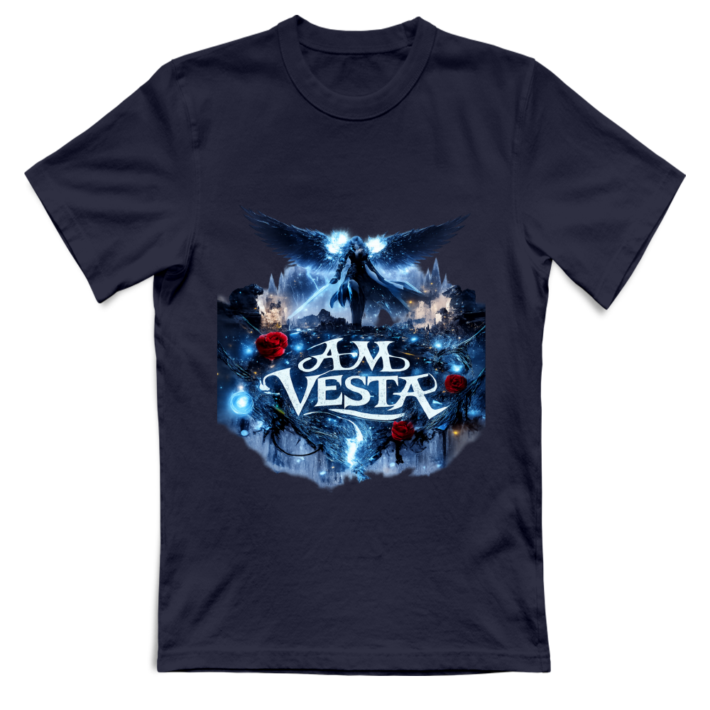 T-Shirt Unisex Angelo tra le Rose - Design Esclusivo A.M Vesta | Streetwear Premium | A.M Vesta | navy