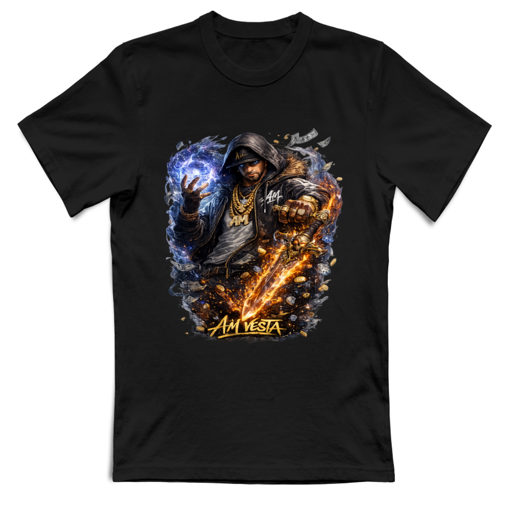 T-Shirt Unisex design “A.M. Vesta – Street Warrior Fire & Ice. | Streetwear Premium | A.M Vesta | black