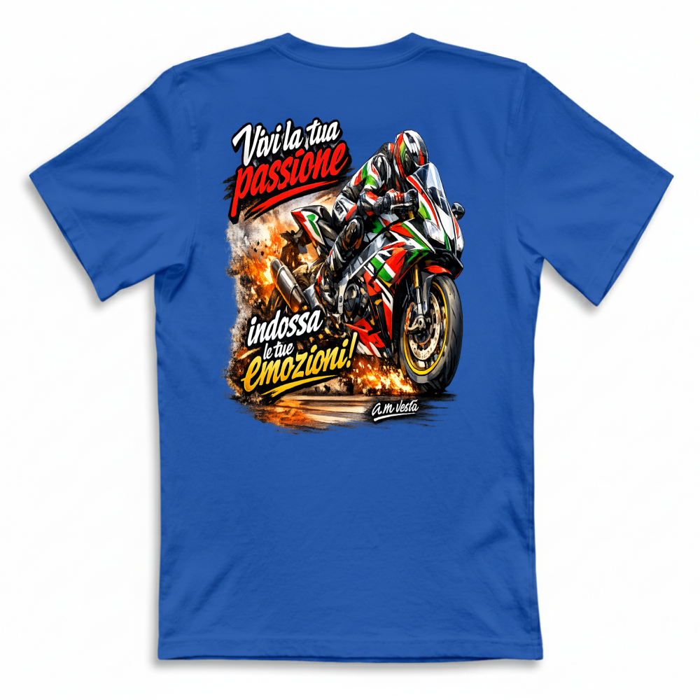 T-Shirt Unisex vivi la tua passione in moto design a.m vesta | Streetwear Premium | A.M Vesta |