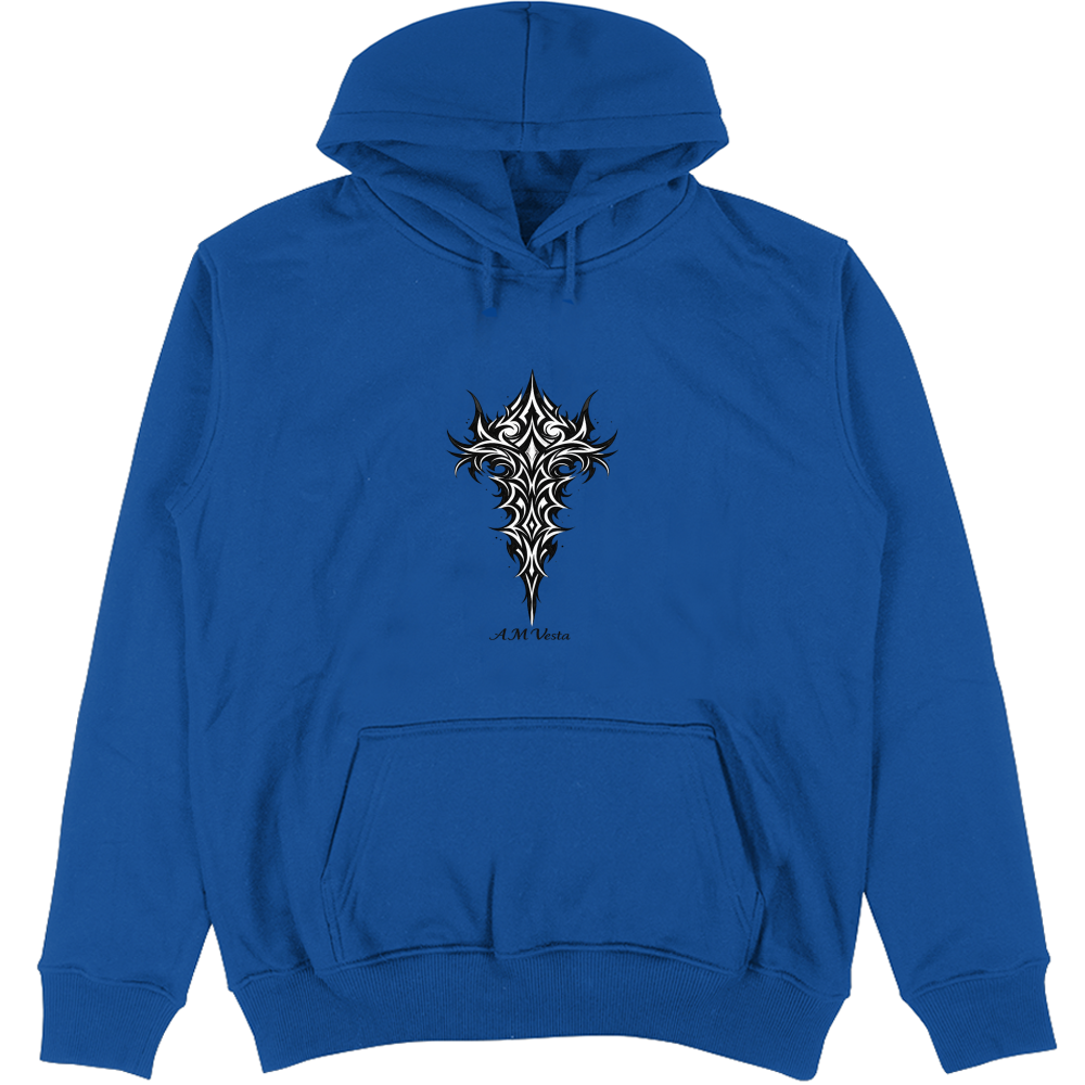 Felpa Unisex con Cappuccio Tribal Demon - Design Esclusivo A.M Vesta | Streetwear Premium | A.M Vesta | blueroyal