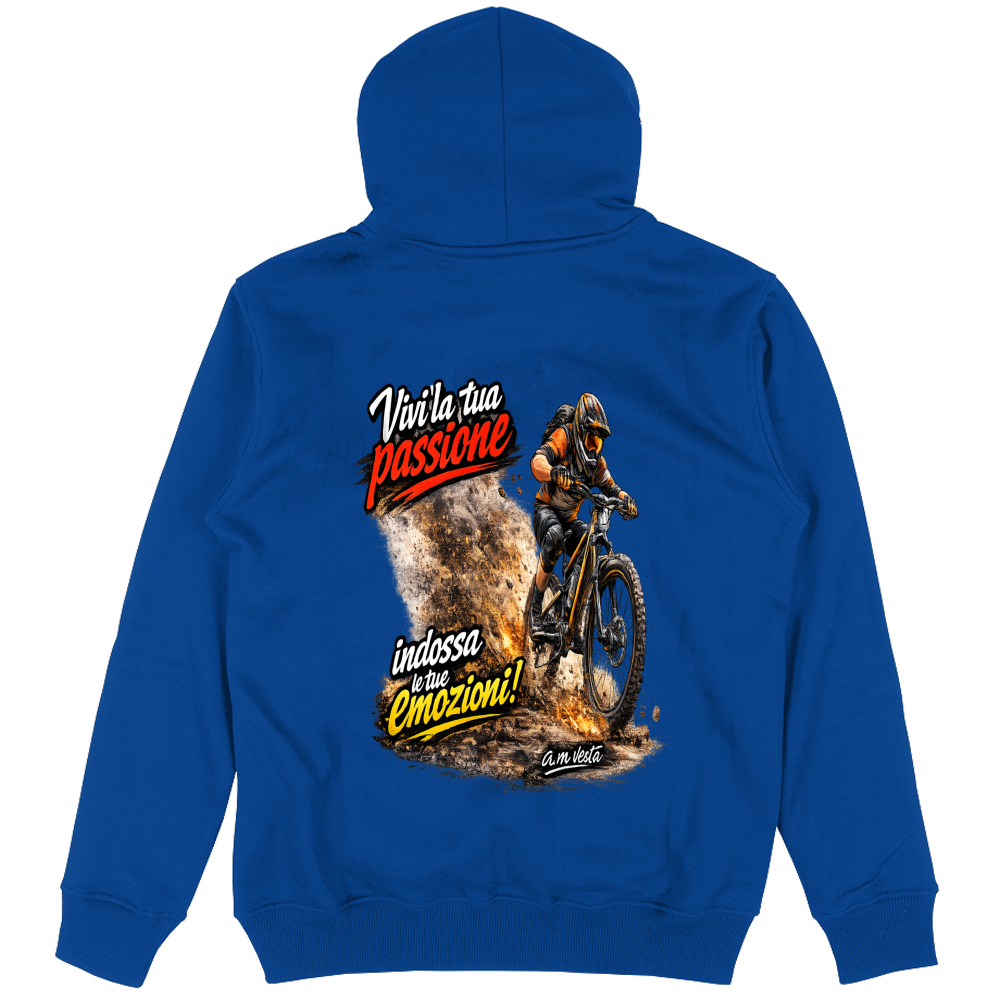 Felpa Unisex con Cappuccio vivi la tua passione in bici | Streetwear Premium | A.M Vesta |