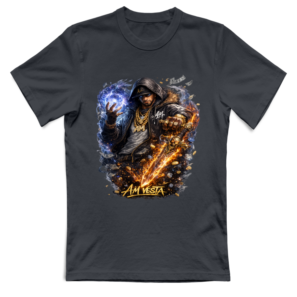 T-Shirt Unisex design “A.M. Vesta – Street Warrior Fire & Ice. | Streetwear Premium | A.M Vesta | darkgrey