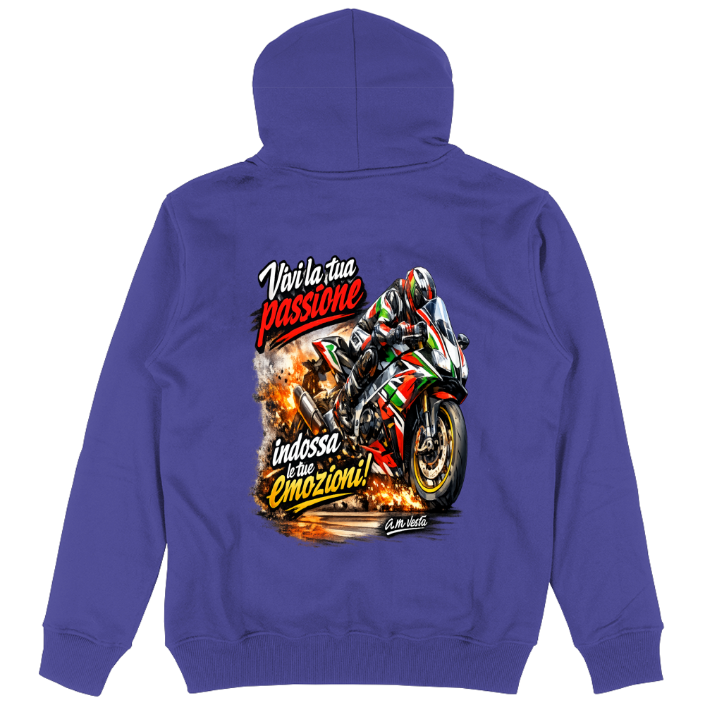 Felpa Unisex con Cappuccio vivi la tua passione in moto | Streetwear Premium | A.M Vesta |