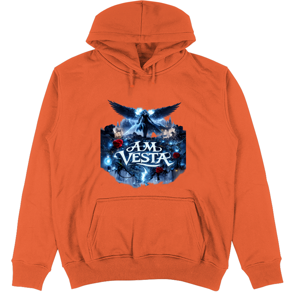 Felpa Unisex con Cappuccio Angelo tra le Rose - Design Esclusivo A.M Vesta | Streetwear Premium | A.M Vesta | orange